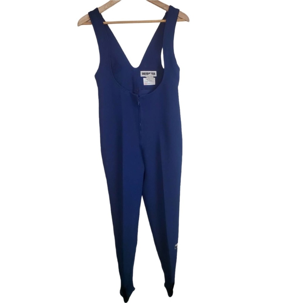 Vintage Obermeyer Blue Wool Ski Bibs with Stirrups 8